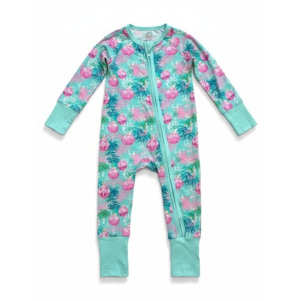 Gigi's Closet Bamboo Viscose Tropical Christmas Ornament Zippy Sleeper 12-18M